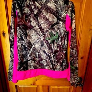 Camo Trutimber hunting country casual  pink trim quarter zip